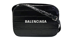 Camera Bag S, Leather, Croc Embossed, Black, 552372, DB, 3*